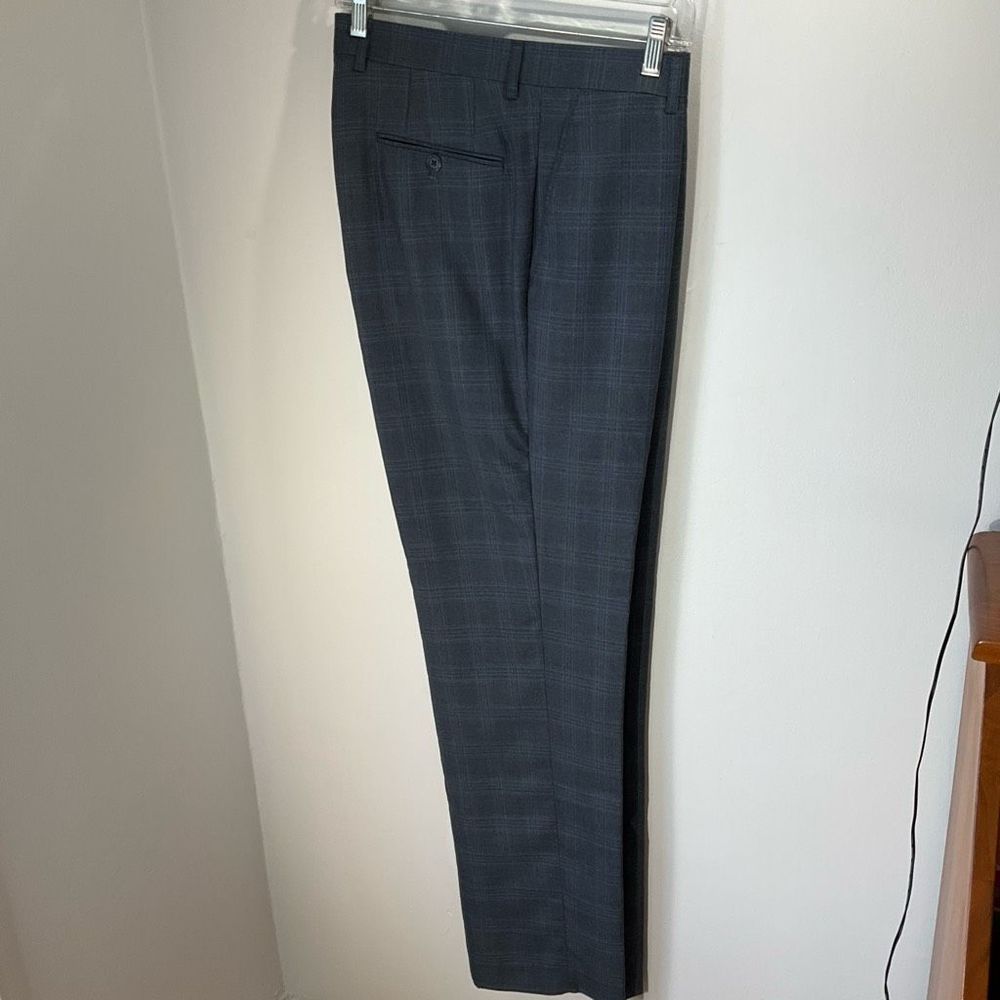 Grayish navy checked slacks by Alan Flusser. NWT. Perfect from meeting to golf c